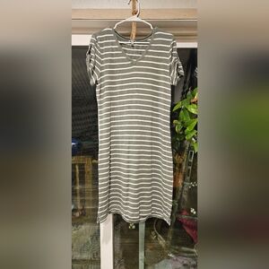 Talbots Green and White Striped Dress